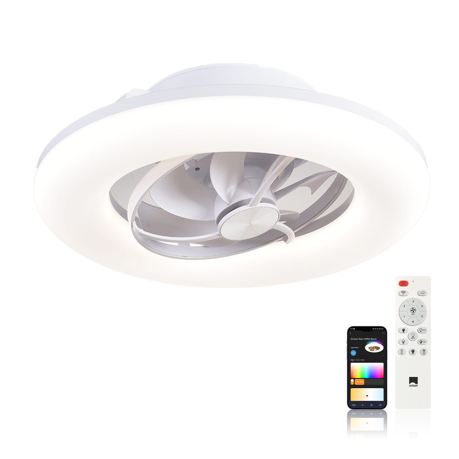 Ceiling Fan Low Profile Flush Mount - 오리손 22인치 360 ° 조명이 있는