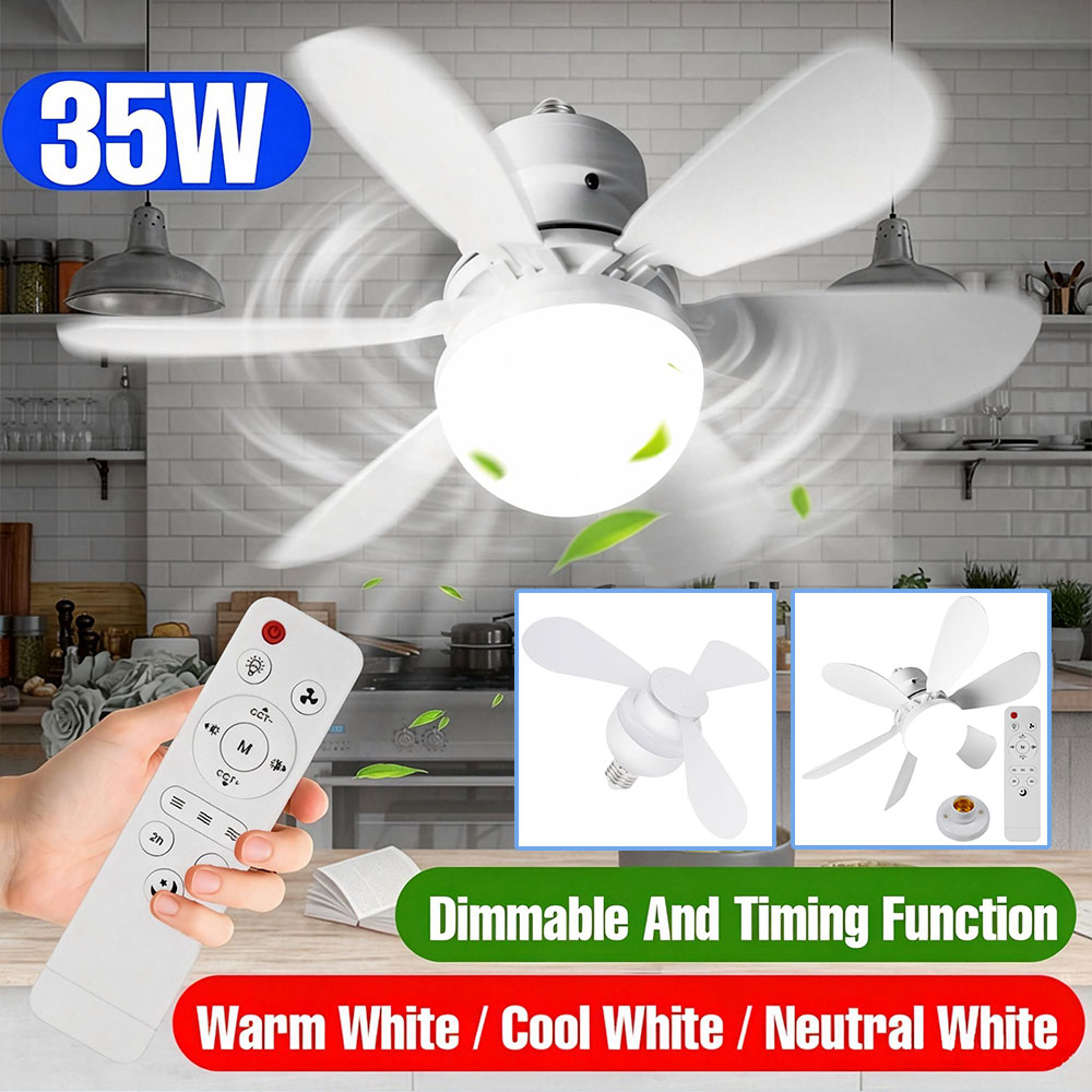 Ceiling Fan Led 3 Blade Modern - LED 팬 램프, E27/E26 소켓, 천장