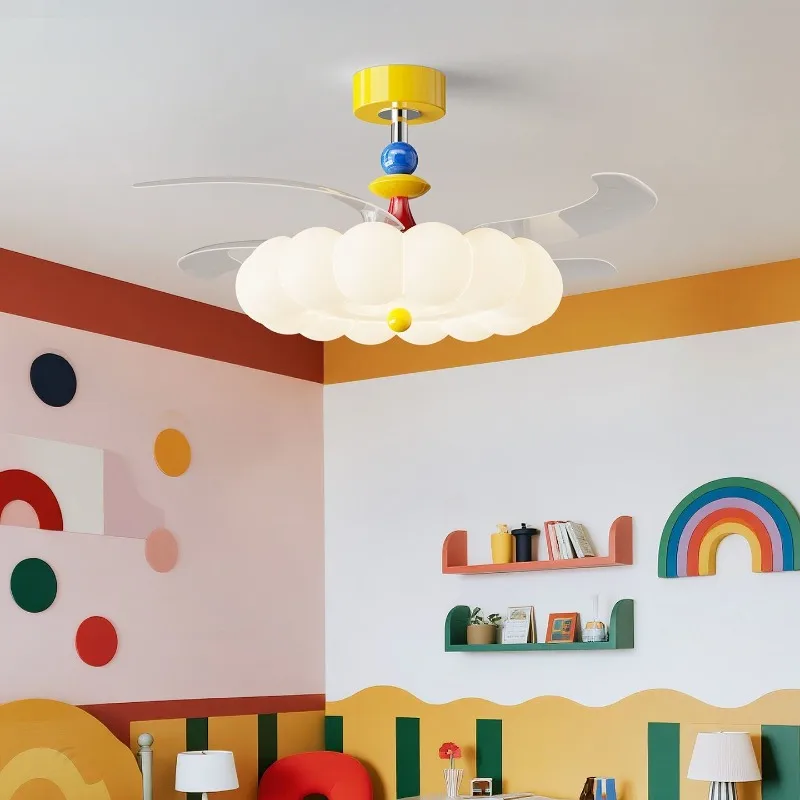 Ceiling Fan Led 3 Blade Modern - 모던 크림 스타일 히든 블레이드 천장