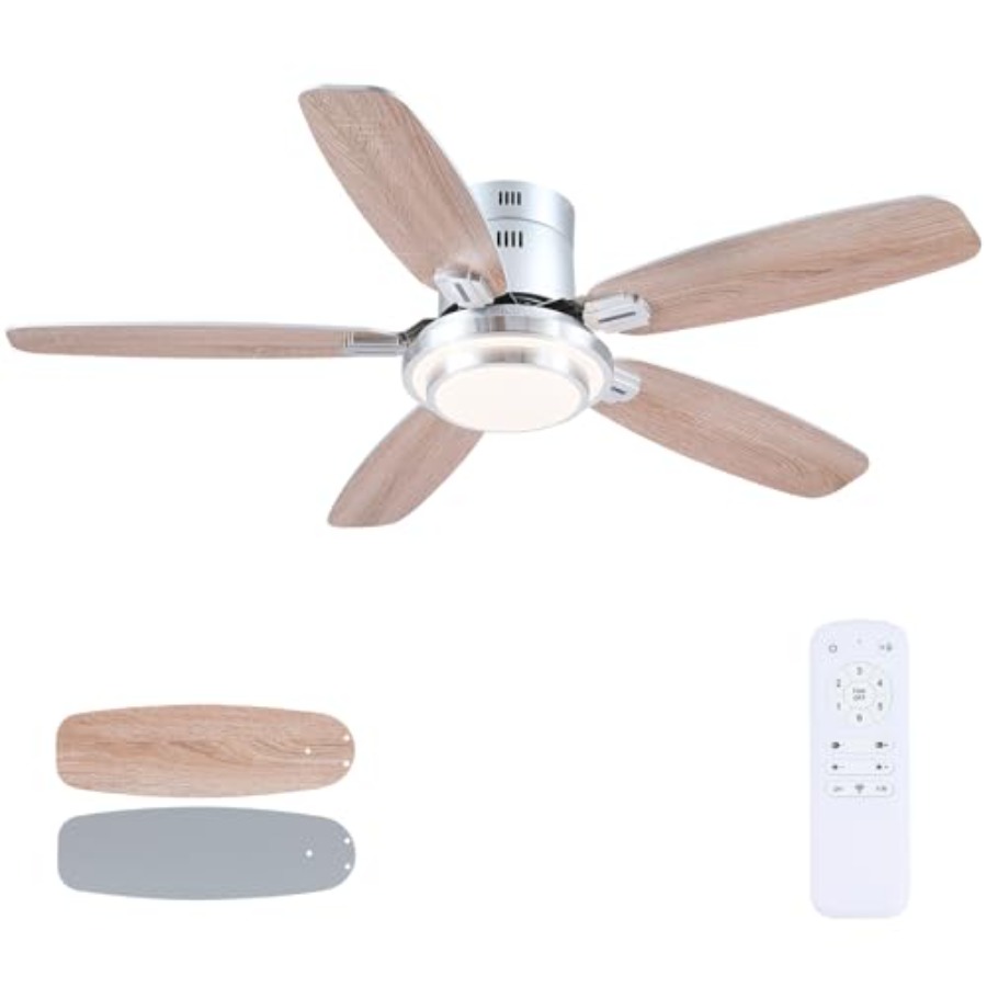 Ceiling Fan Low Profile Flush Mount - 조명과 리모컨이 포함된 로우 프로파일 천장