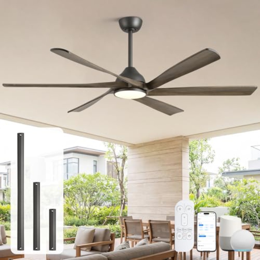 Ceiling Fan Outdoor Damp Rated - 야외용 천장 선풍기(조명 포함): 72인치, 원목