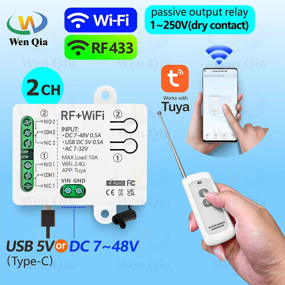 Smart Ceiling Fan Alexa Wifi - 투야 스마트 조명 스위치, 2CH, 와이파이
