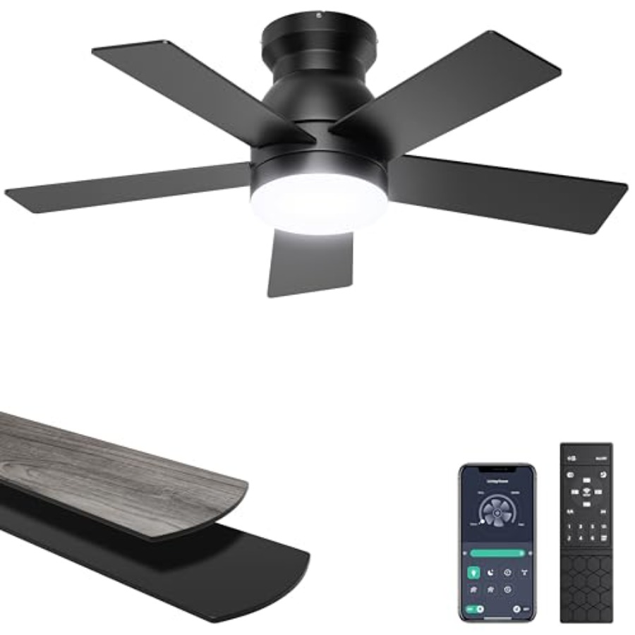 조명이 있는 천장 선풍기, 조명과 리모컨/앱 제어 기능 - Ceiling Fan Low Profile Flush Mount 리뷰 및 가격