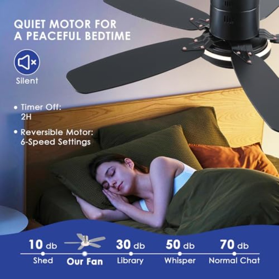 블랙 천장 선풍기(조명 및 리모컨 포함), 모던 플러시 - Ceiling Fan Low Profile Flush Mount 리뷰 및 가격