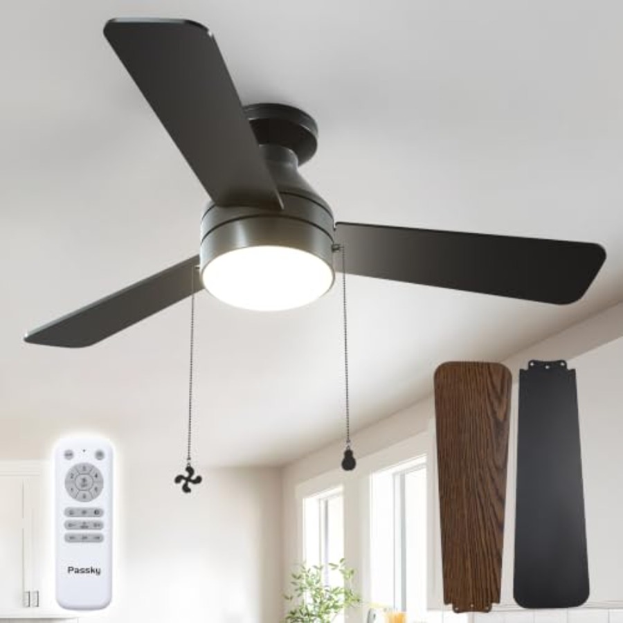 조명이 있는 천장 선풍기, 풀 체인 및 리모컨이 있는  - Ceiling Fan Low Profile Flush Mount 리뷰 및 가격