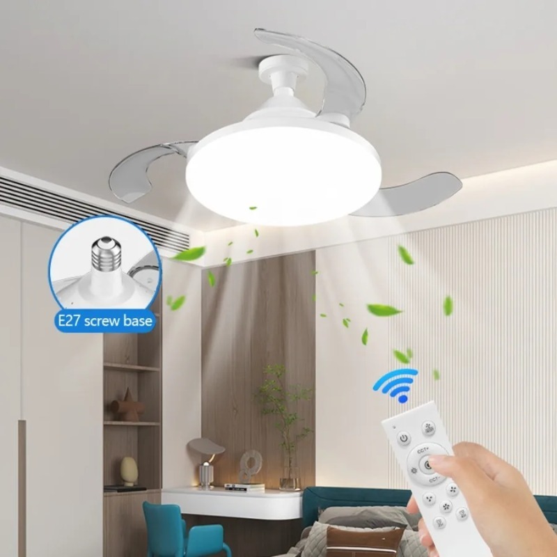 새로운 천장 선풍기 조명, 보이지 않는 텔레스코픽 날개 - Ceiling Fan Led 3 Blade Modern 리뷰 및 가격