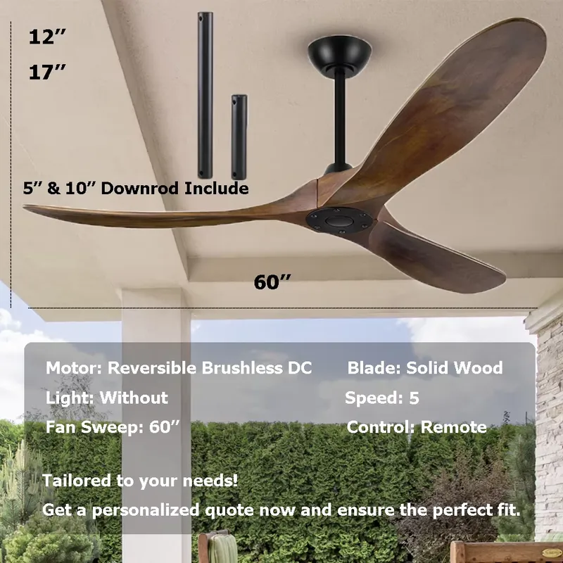 60인치 무광 블랙 천장 선풍기, 짙은 월넛 색상 날개 - Ceiling Fan 60 Inch Industrial 리뷰 및 가격