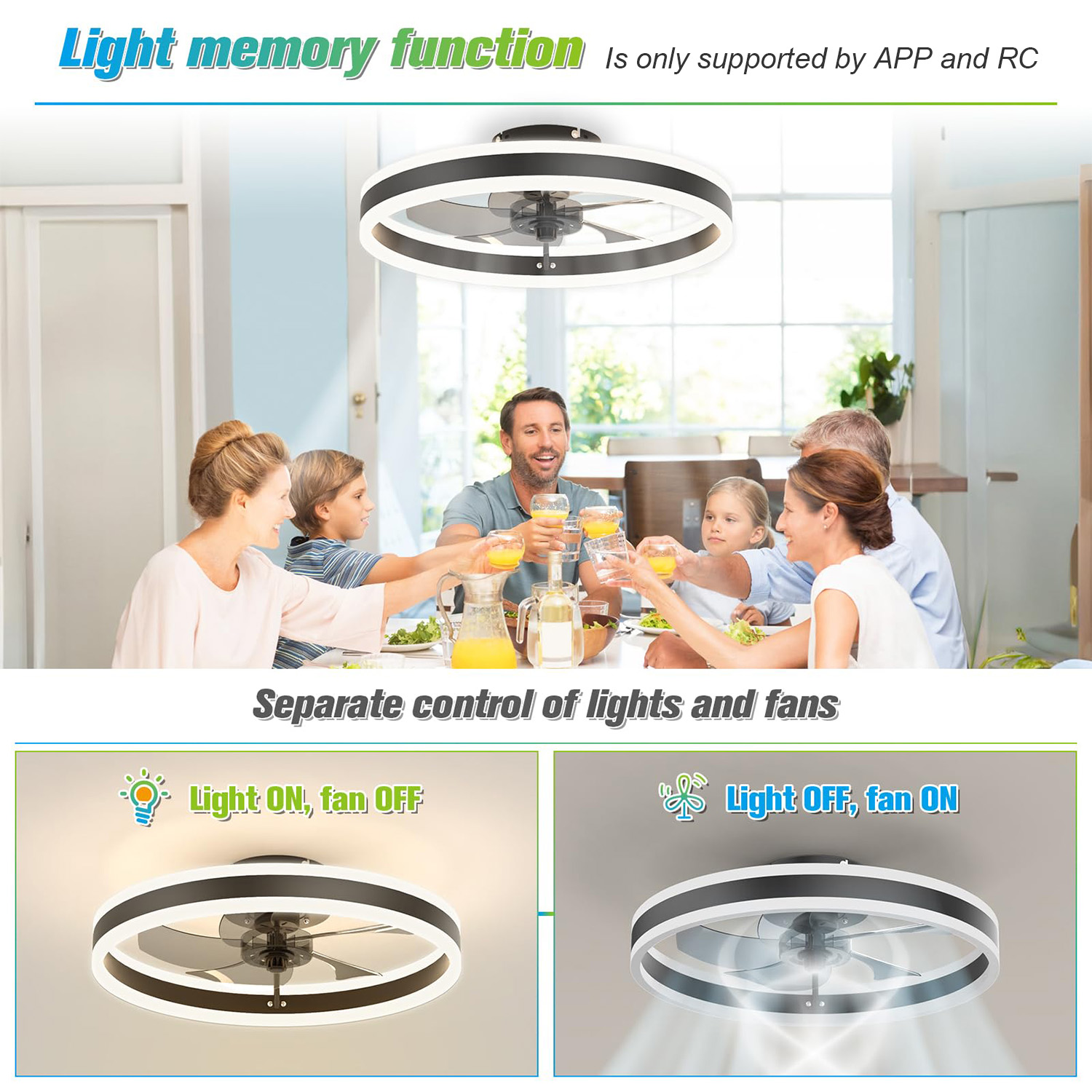 무소음 LED 조도 조절식 천장 선풍기 (조명 포함), - Ceiling Fan With Remote Control Reversible 리뷰 및 가격