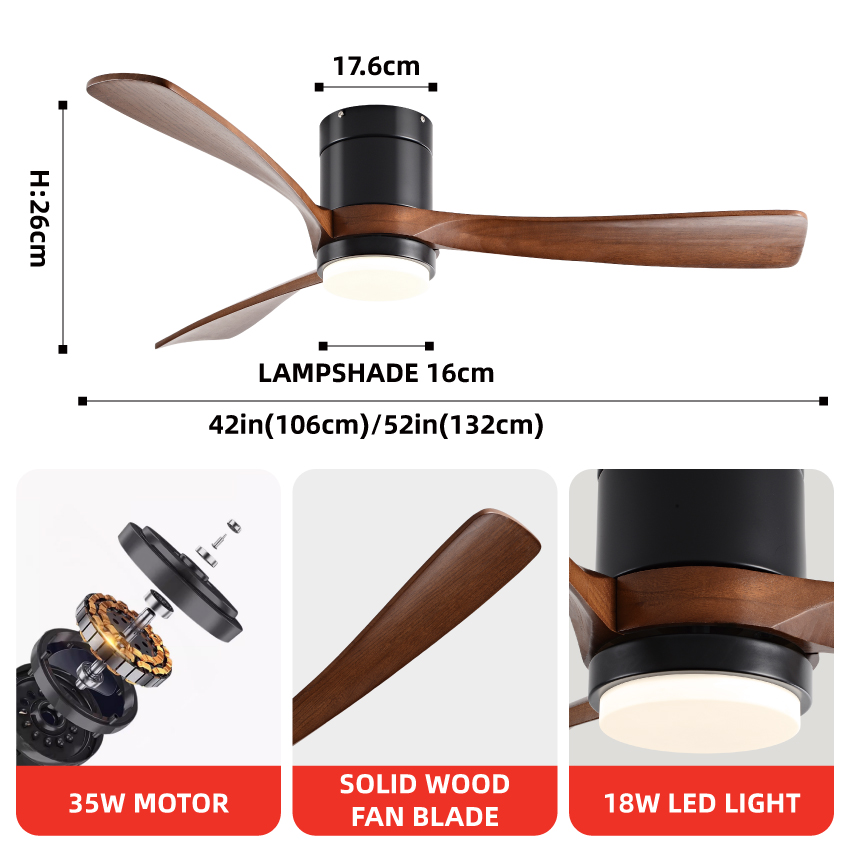 푸만지아 42/52인치 천장 선풍기, 견고한 원목 날개 - Ceiling Fan Dc Motor 52 Inch 리뷰 및 가격