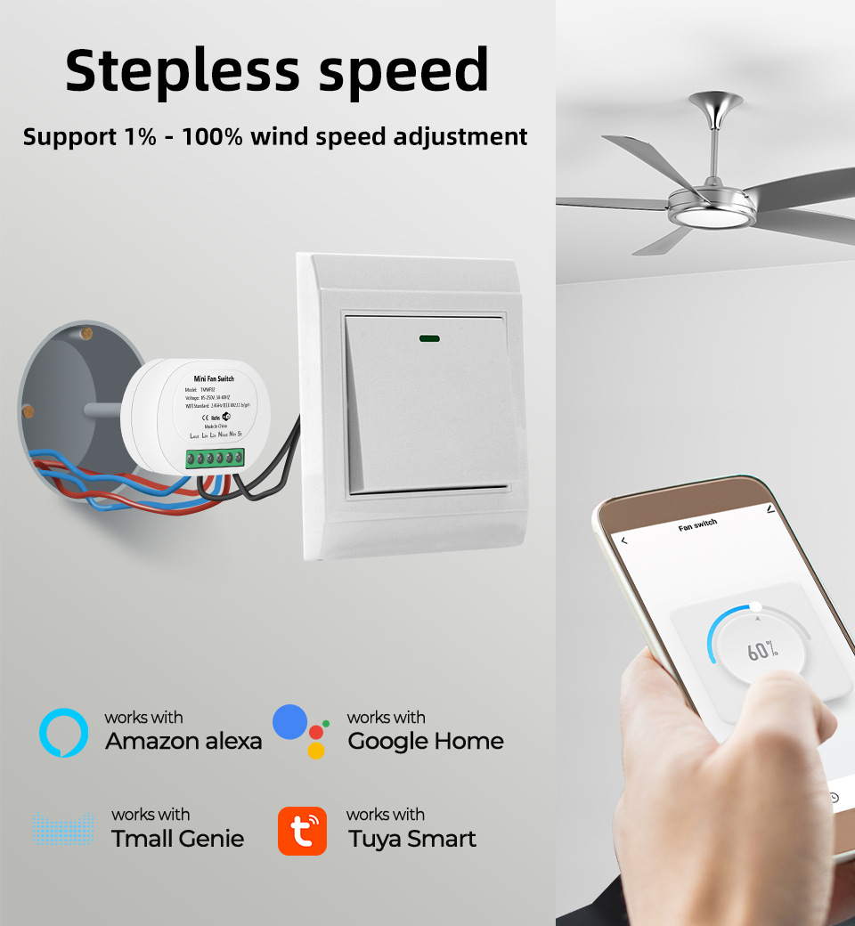 투야 와이파이 스마트 천장 선풍기 속도 스위치 EU 2 - Smart Ceiling Fan Alexa Wifi 리뷰 및 가격
