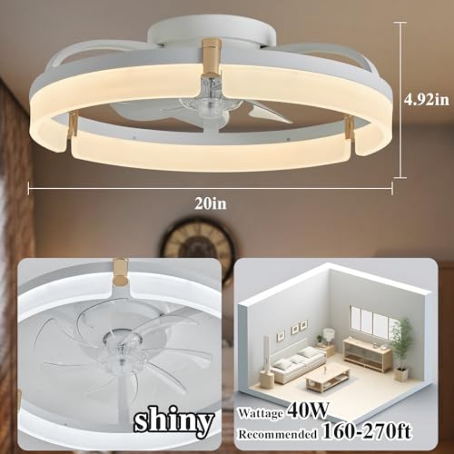 조명과 리모컨이 있는 천장 선풍기 - 20인치 플러시  - Ceiling Fan Low Profile Flush Mount 리뷰 및 가격