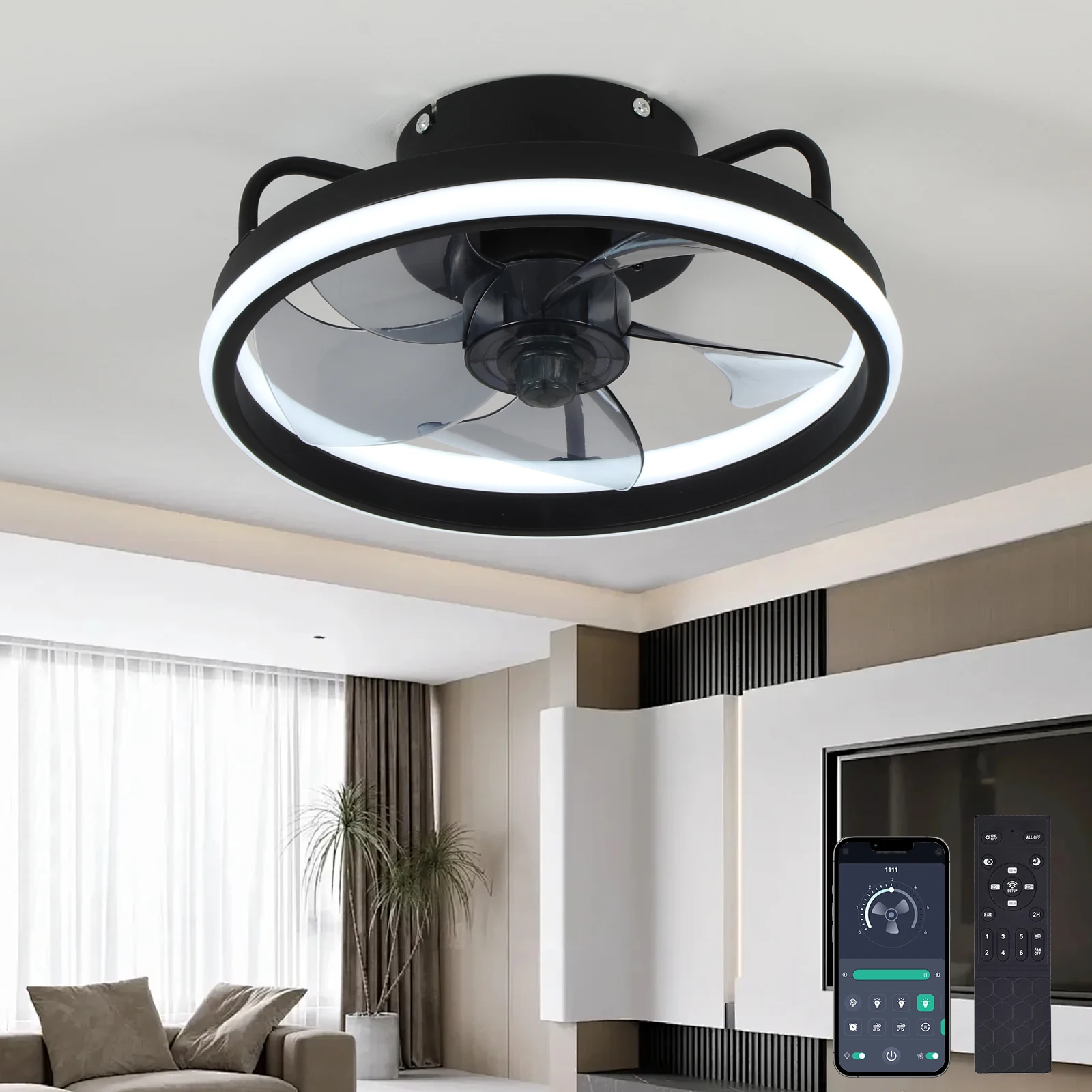 현대식 LED 천장 선풍기, 리모컨 포함, 거실/침실용 - Ceiling Fan With Remote Control Reversible 리뷰 및 가격