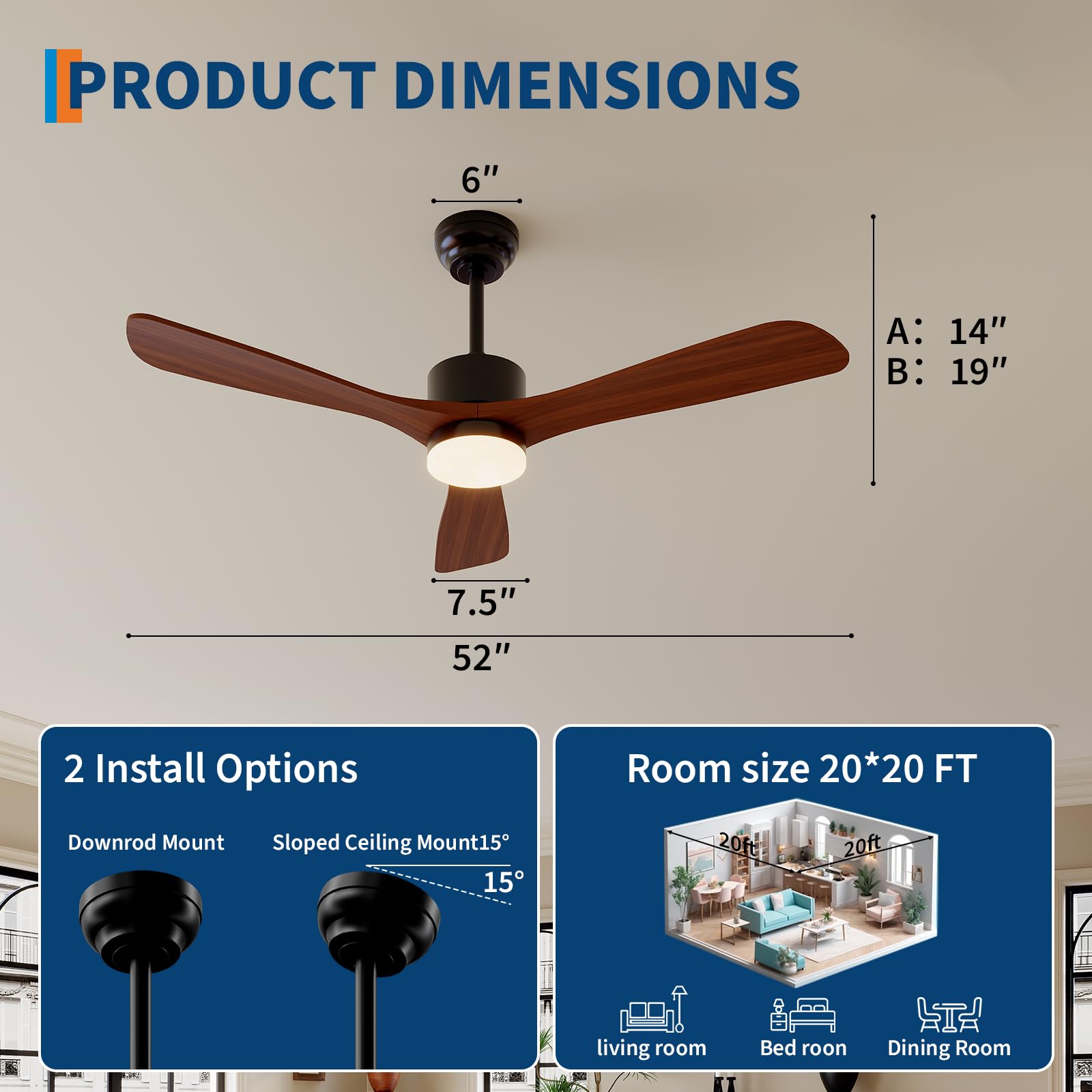 조명과 리모컨이 함께 제공되는 천장 선풍기, 6단계 속 - Ceiling Fan Led 3 Blade Modern 리뷰 및 가격