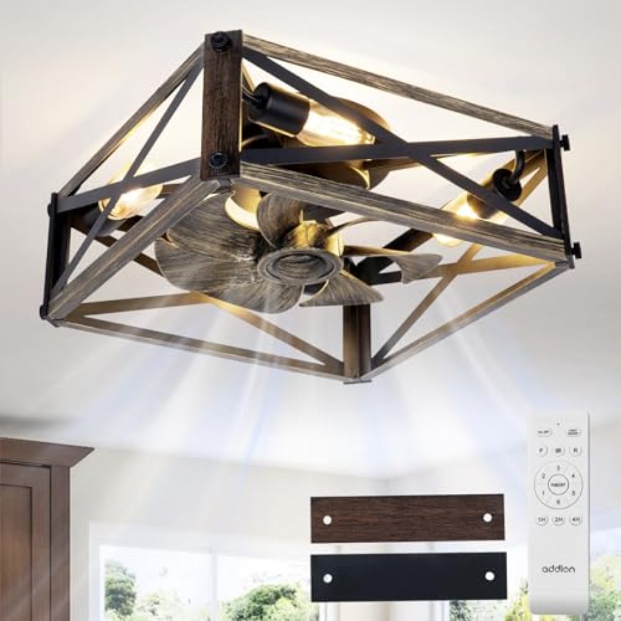 조명과 리모컨이 포함된 케이지형 로우 프로파일 천장 선 - Ceiling Fan Low Profile Flush Mount 리뷰 및 가격