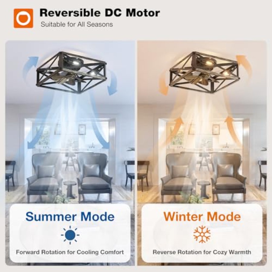 조명과 리모컨이 포함된 케이지형 로우 프로파일 천장 선 - Ceiling Fan Low Profile Flush Mount 리뷰 및 가격