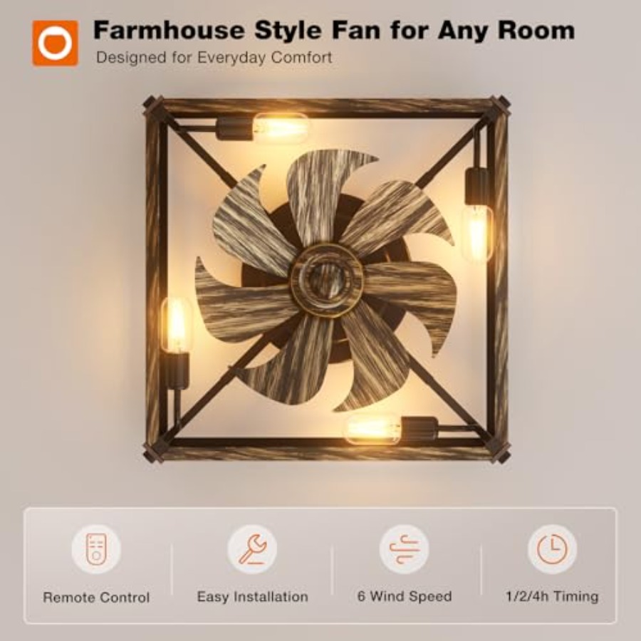 조명과 리모컨이 포함된 케이지형 로우 프로파일 천장 선 - Ceiling Fan Low Profile Flush Mount 리뷰 및 가격