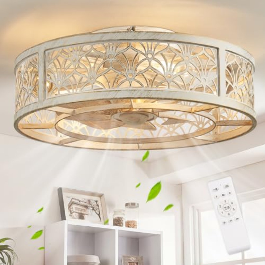 18인치 케이지형 천장 선풍기(조명 포함), 소형 플러 - Ceiling Fan Low Profile Flush Mount 리뷰 및 가격