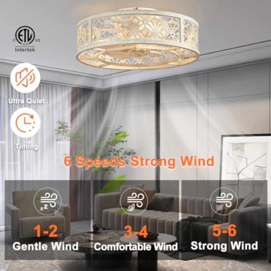 18인치 케이지형 천장 선풍기(조명 포함), 소형 플러 - Ceiling Fan Low Profile Flush Mount 리뷰 및 가격