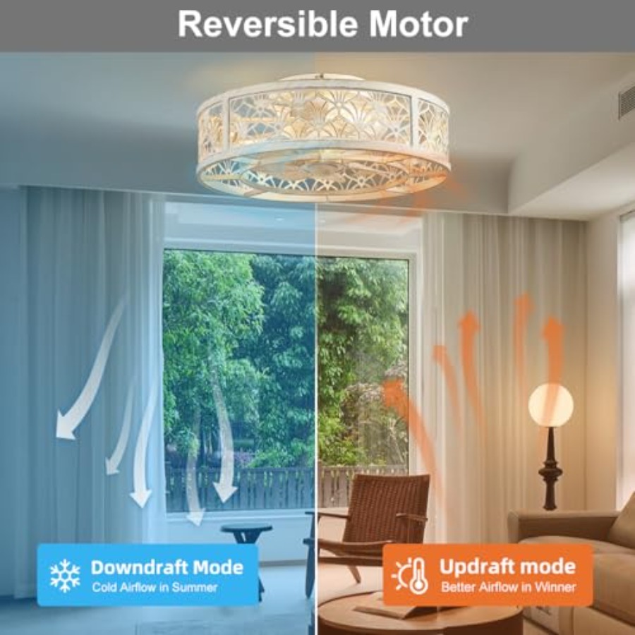 18인치 케이지형 천장 선풍기(조명 포함), 소형 플러 - Ceiling Fan Low Profile Flush Mount 리뷰 및 가격