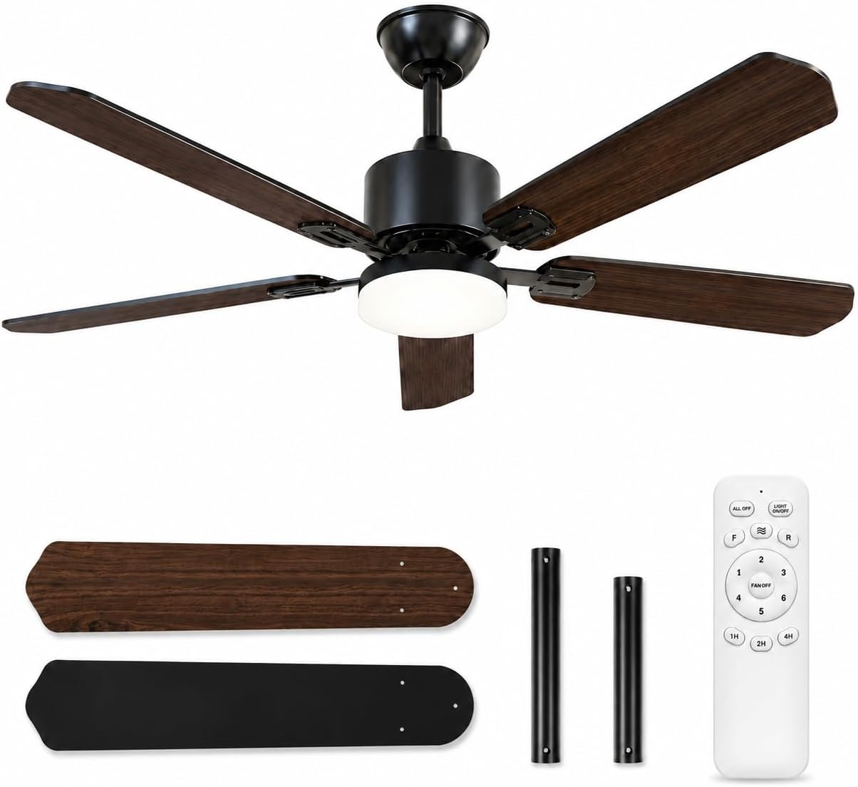 조명과 리모컨이 포함된 42인치 천장 선풍기, 검정색  - Ceiling Fan Led 3 Blade Modern 리뷰 및 가격