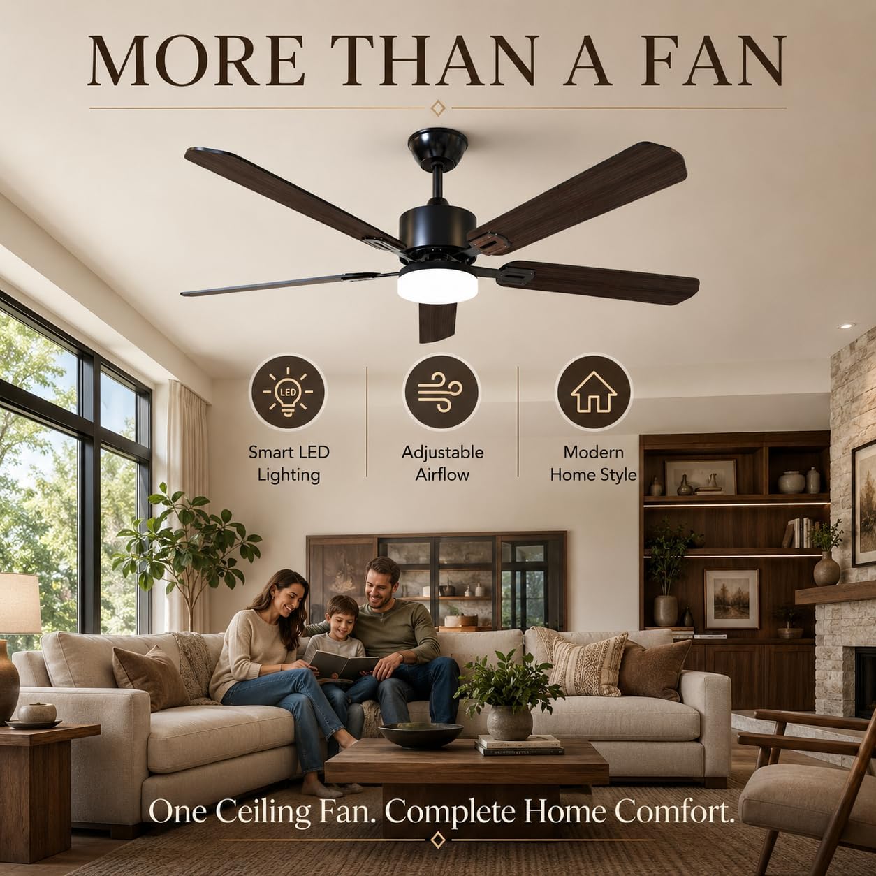 조명과 리모컨이 포함된 42인치 천장 선풍기, 검정색  - Ceiling Fan Led 3 Blade Modern 리뷰 및 가격