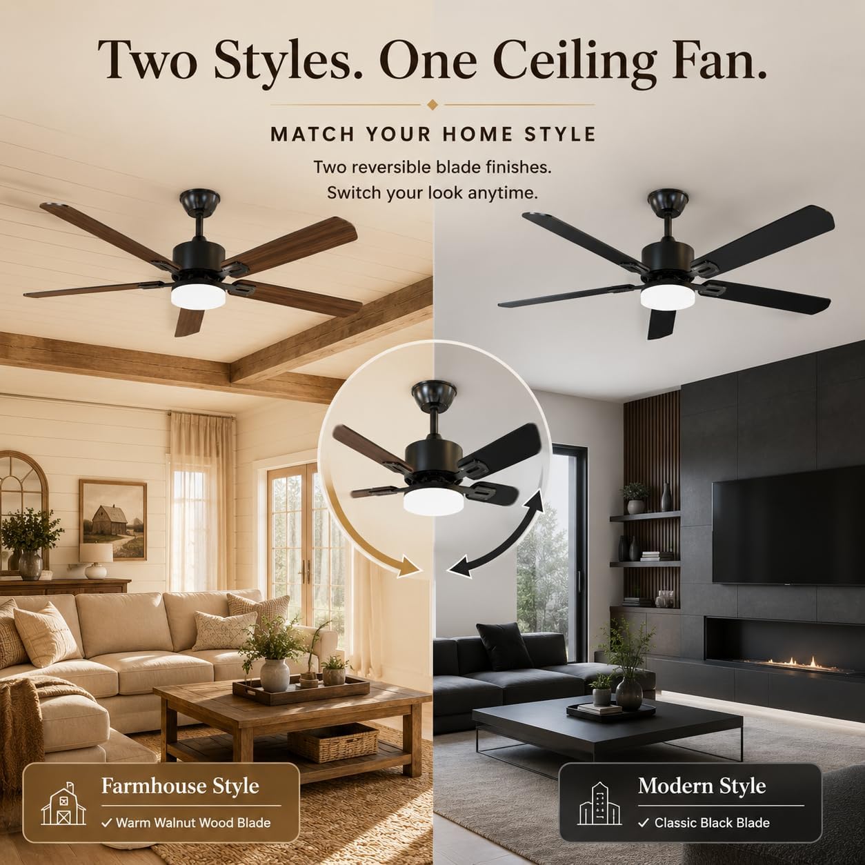 조명과 리모컨이 포함된 42인치 천장 선풍기, 검정색  - Ceiling Fan Led 3 Blade Modern 리뷰 및 가격