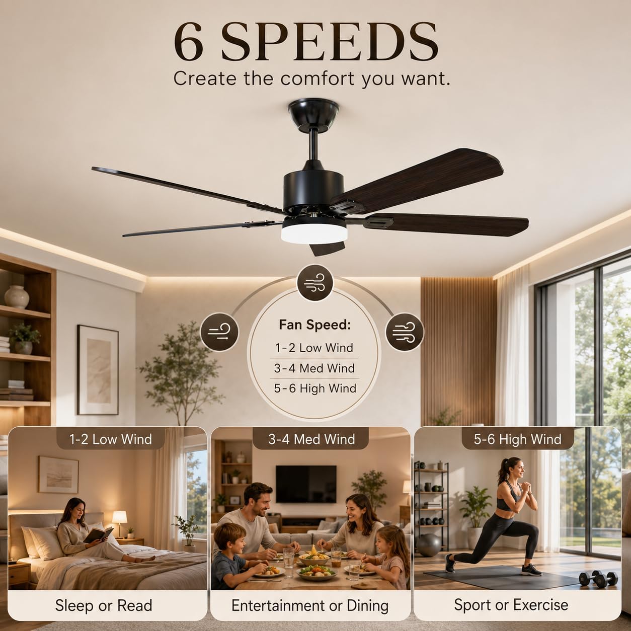 조명과 리모컨이 포함된 42인치 천장 선풍기, 검정색  - Ceiling Fan Led 3 Blade Modern 리뷰 및 가격