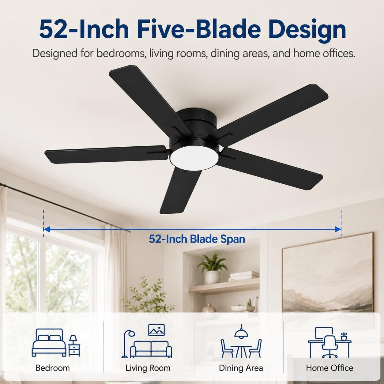 52인치 낮은 프로파일의 천장 선풍기(조명 및 리모컨  - Ceiling Fan Low Profile Flush Mount 리뷰 및 가격