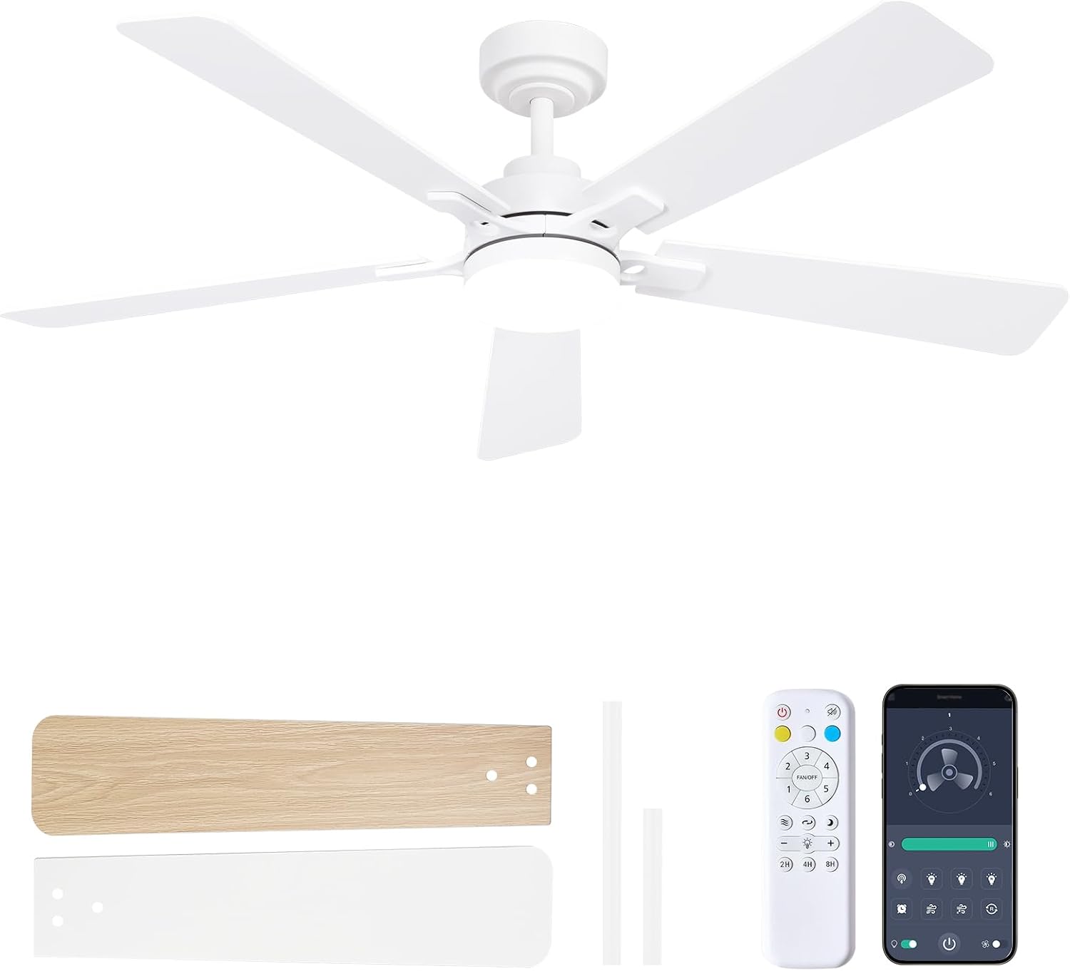 52인치 흰색 천장 선풍기(조명 및 리모컨 포함), 최 - Ceiling Fan Dc Motor 52 Inch 리뷰 및 가격