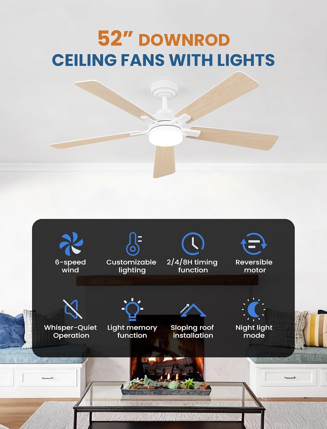52인치 흰색 천장 선풍기(조명 및 리모컨 포함), 최 - Ceiling Fan Dc Motor 52 Inch 리뷰 및 가격