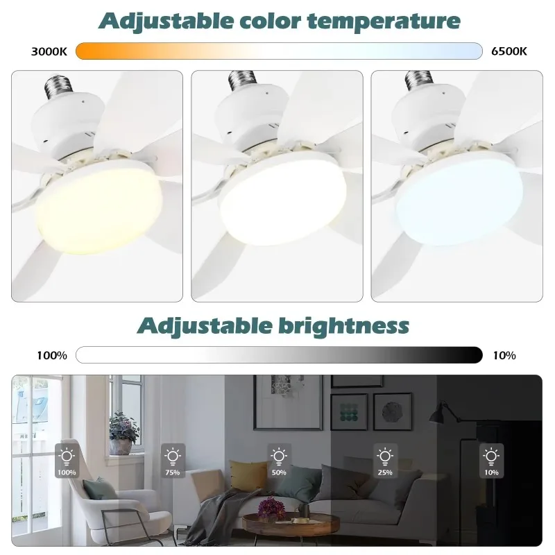 30W/40W 리모컨 LED 조명 팬 E27 베이스 천 - Ceiling Fan With Remote Control Reversible 리뷰 및 가격